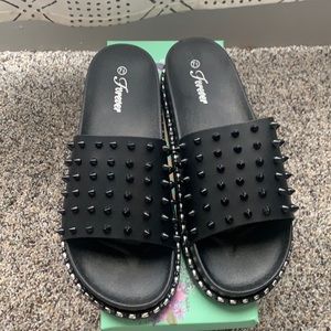 Black Studded Slides!